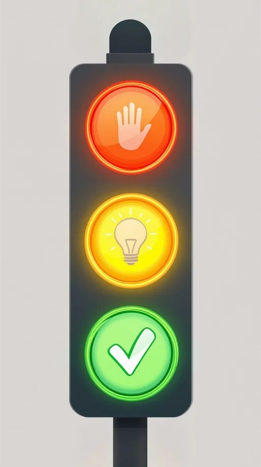 Semaforo con i tre colori: rosso (stop), giallo (rifletti), verde (agisci) – tecnica gestione emotiva bambini